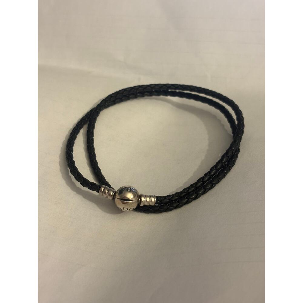 Authentic Pandora Black Leather Bracelet 8.5” ALE 925